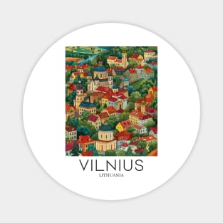 A Pop Art Travel Print of Vilnius - Lithuania Magnet